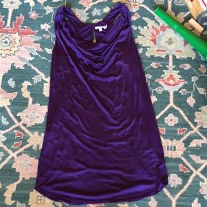 Calypso silk, stretchy cowl neck tank dress